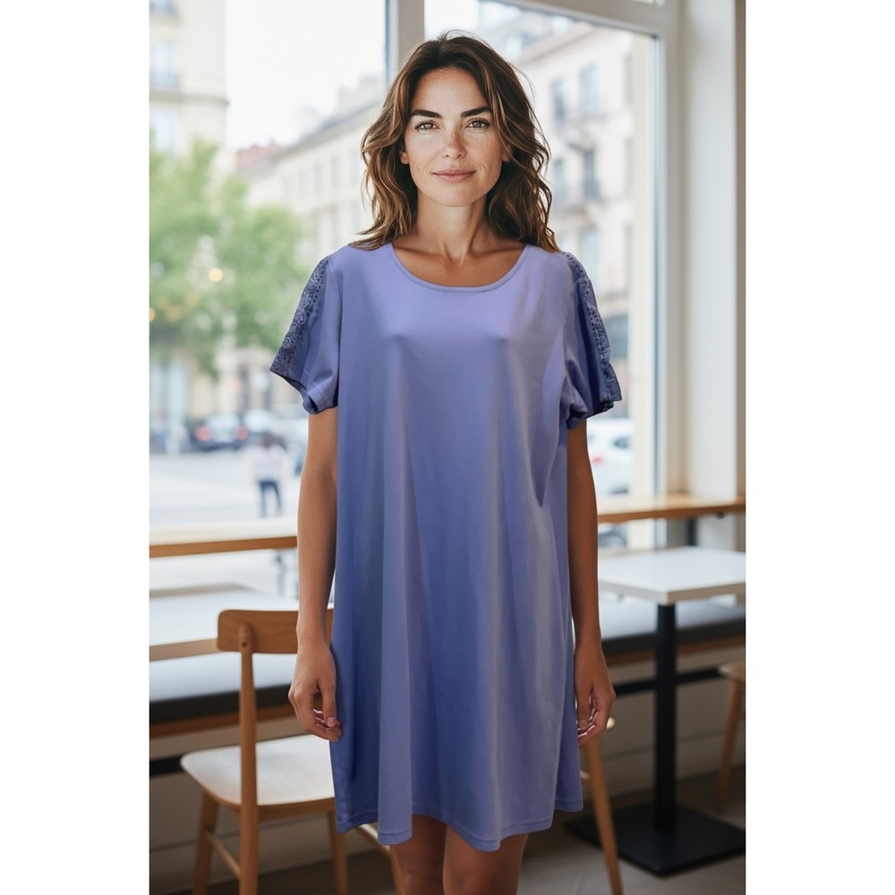 Appleseed's‎ Petites Purple Dress PXL Lace Sleeve Short Sleeve Casual